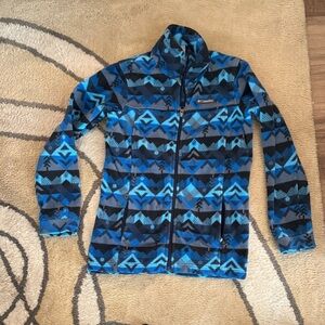 Columbia Blue and Black Geometric Jacket
